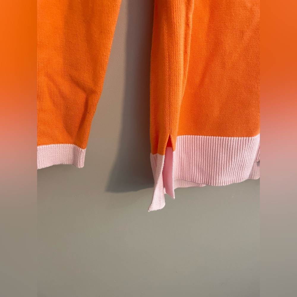 Talbots Petite Orange And Pink Colorblock Cardiga… - image 2